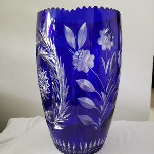 WATERFORD Crystal Lismore 8" Blue Vase
